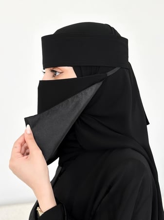 عدد3  نقاب حرير قصير بربطه