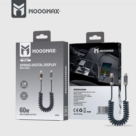 كبيل شحن حلزوني تايب سي بقوة 60 واط من موج ماكس - عدة ألوان