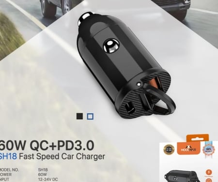 موج ماكس شاحن سيارة بقدرة 60W تقنية PD ومنفذ يو اس بي