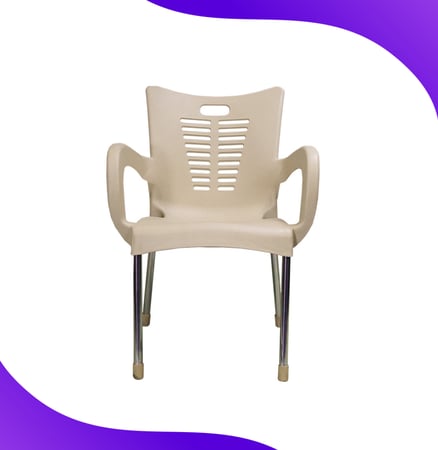 كرسي بلاستيك بيج بأرجل (استيل )-Plastic Chair - BEIGE