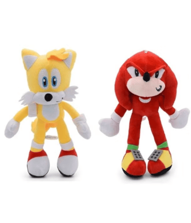 مجموعة مكونة من قطعتين من الألعاب اللينة مستوحاة من لعبة الفيديو "Super Sonic". 27سم