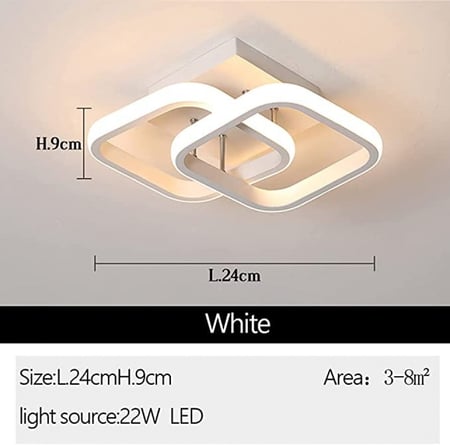 مصباح سقف LED 22 واط بتصميم مربع عصري بلون ابيض بارد/ ابيض طبيعي دافئ / ابيض / معدني لغرفة المعيشة وغرف النوم والرواق والمكتب، بجهد 85 فولت - 265 فولت (ابيض)