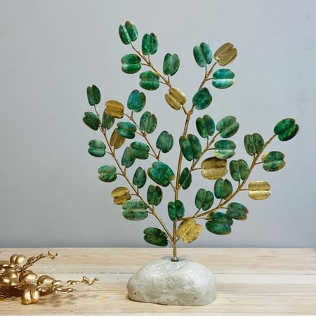 تحف هدايا ديكورات عصرية شجرة ديكور حديد زينة منزل اخضر ذهبي حجر ورق شج