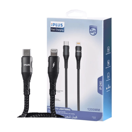 كيبل شحن ايفون PD قماش يدعم الشحن السريع IPLUS 240
