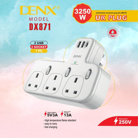 توصيله جداريه بـ3 منافذ ثلاثية ومنفذين USB ومنفذ PD يدعم الشحن السريع