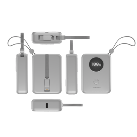 Jeebel باور بانك 10000mAh بشاشة رقمية – PD سريع 22.5W مع كابلات Lightning وType-C مدمجة
