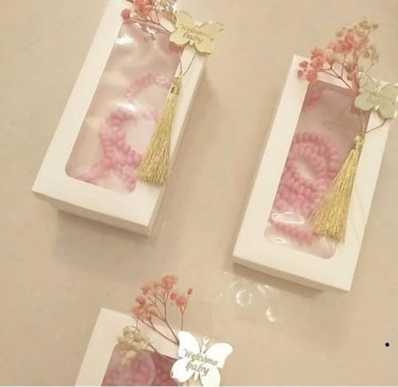 مجموعه (12) مسبحة لؤلؤ مع التنسيق ولوجو حسب الطلب