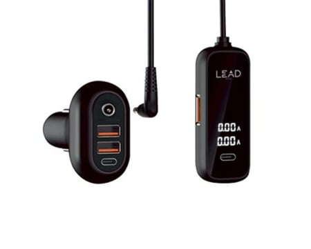LEAD ليد شاحن سياره 6 في 1 للمقعد الأمامي / الخلفي – LCC01 اسود = 6287019412589