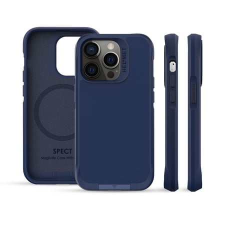 HELMET كفر سبيكت الفخم مع حامل مدمج ايفون 14 بروماكس من هيلمت يدعم خاصية ماج سيف ازرق =653998103804