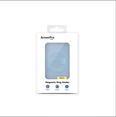 ArmorPro Magnetic Ring Holder Transparent Blue = 6975312011003 - ArmorPro - مسكة ماق سيف JELLY للهاتف - سماوي