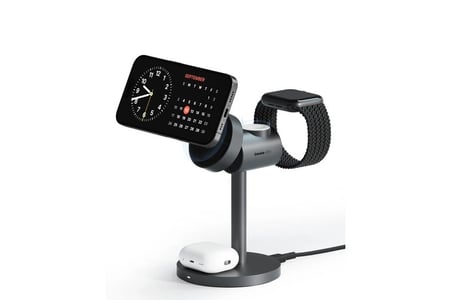 AUKEY شاحن لاسلكي مغناطيسي 3 في 1 من Aukey MagLink (رمادي) = 689323787425