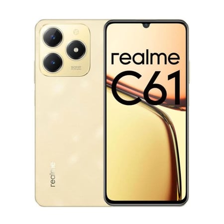 Realme جوال ريلمي C61 شاشة 6.74 انش ذاكرة 256 جيجابايت رام 8 جيجا – واي فاي + 4G ذهبي لامع = 6941764438088