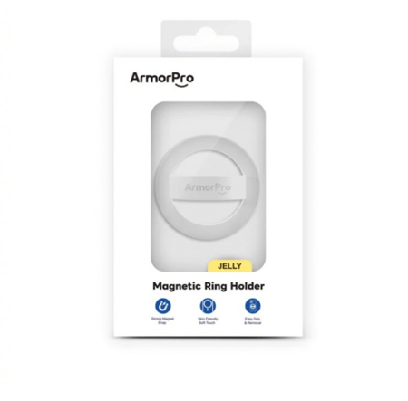 ArmorPro Magnetic Ring Holder Transparent White = 6975312011041 - مقبض هاتف مغناطيسي شفاف من شركة ارمور برو