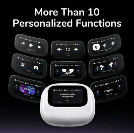 UGREEN يوجرين - سماعات أذن EchoBuds Magic Hybrid النشطة لإلغاء الضوضاء مع شاشة عرض - ابيض = 6941876251377