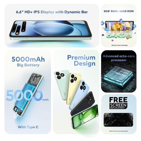 itel ايتل جوال اى 50 ,رام 3 جيجا,مساحة 128 جيجا-ازرق = 4894947032400