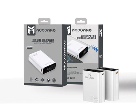 MOOGMAX شاحن متنقل بقوة 20الف 22.5W ابيض  = 6973752291283