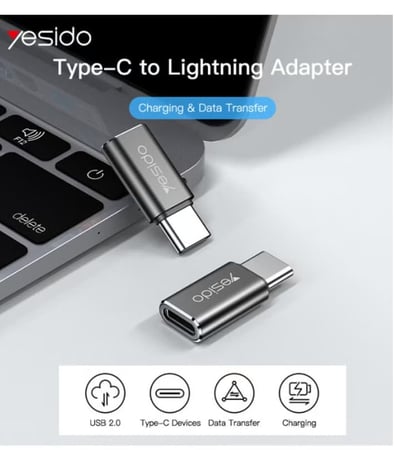 Yesido يسيدو وصلة محول ونقل بيانات منفذ ايفون الى تايب سي yesido GS22=6971050269461
