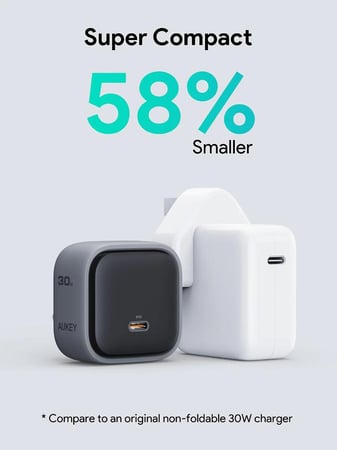 AUKEY شاحن حائط Aukey PA-C1 Comet 30W PD بتقنية GaN = 689323789795