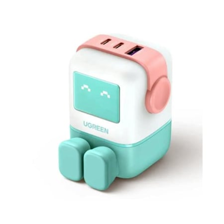 UGREEN شاحن UGreen Nexode RG 65w سريع بثلاثة منافذ GaN مع 2USB-C و1 USB-A CD361 35292 اخضر =6941876238576