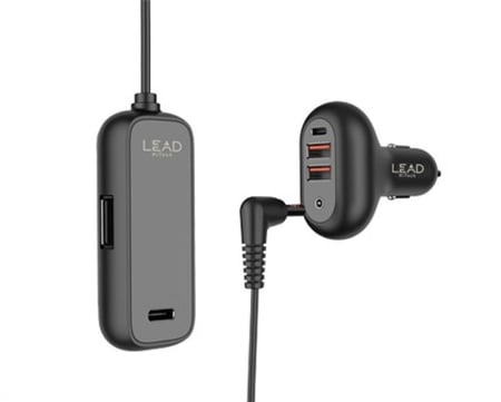 LEAD ليد شاحن سياره 6 في 1 للمقعد الأمامي / الخلفي – LCC01 اسود = 6287019412589
