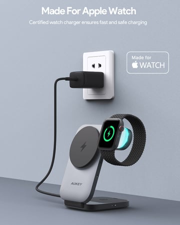 AUKEY = اوكي ماغ فيوجين Foldable 3 in 1 Magnetic Wireless Charger = 689323787449