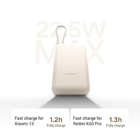 Xiaomi باور بانك شاومي 33 وات 20000 مللي أمبير - تان GL (كابل مدمج) ازرق = 6941812795651