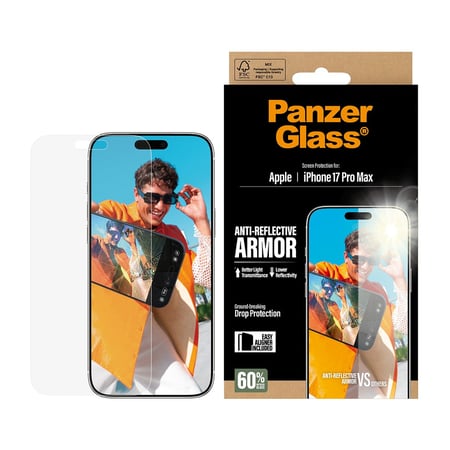 PanzerGlass واقي شاشة بانزر جلاس مضاد للانعكاس لهاتف آيفون 17برو ماكس شفاف5715685026744