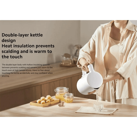 Xiaomi غلاية كهربائية من شاومي مطور بسعة 1.7 لتر حتى ثمانية اكواب / 1800 وات  مصنوعة من الفولاذ ابيض = 6941812796412