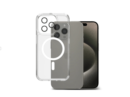 ArmorPro Clear Case with MagSafe White for iPhone 15 Pro = 6975312012079 -حافظة ابل شفافة بتقنية ماج سيف لموبايل ايفون 15 برو،