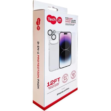 Tech21 تك 21 بكج حماية شفاف ايفون 14 برو 2 في 1 = 5056134960609