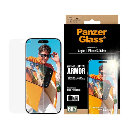 PanzerGlass واقي شاشة بانزر جلاس مضاد للانعكاس لهاتف آيفون 16/17 برو - شفاف=5715685026713
