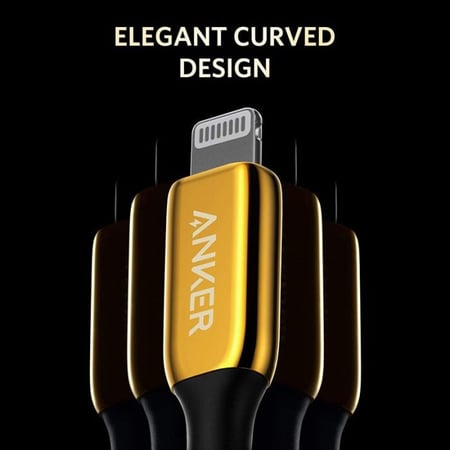 ANKAR سلك شاحن انكر باورلاين الاصدار الثالث من Type-C الى ايفون بطول 1.8م - ذهبي = 194644018306