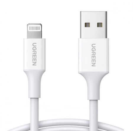 / سلك شاحن يوجرين USB إلى آيفون بطول 2 م - أبيض = 6957303827305