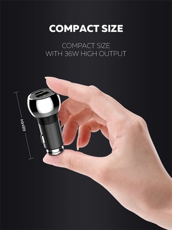 LDNIO شاحن سيارة (PD) 2منافذ يو اس بي + تايب سي موديل C1 قدرة شحن 38وات مع كبل شحن تايب سي  اسود = 6920170562150