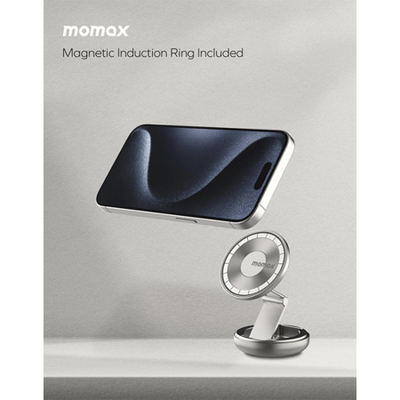 MOMAX=  - ستاند Pac Mount للسيارة والمكتب دوران 360 درجة يدعم الماق سيف -  لونين سلفر + بني = 14894222074507