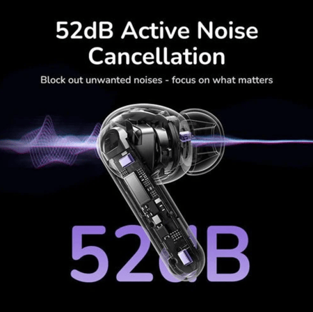 UGREEN يوجرين - سماعات أذن EchoBuds Magic Hybrid النشطة لإلغاء الضوضاء مع شاشة عرض - ابيض = 6941876251377