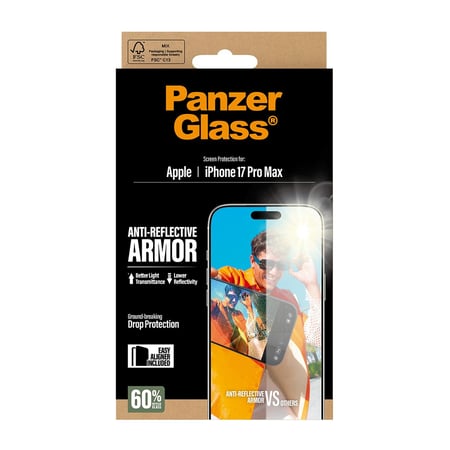PanzerGlass واقي شاشة بانزر جلاس مضاد للانعكاس لهاتف آيفون 17برو ماكس شفاف5715685026744