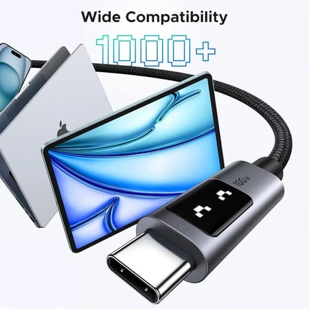 UGREEN يوجرين - كيبل شحن تايب سي الى تايب سي أونو 100 واط 1 متر - رمادي=6941876235018