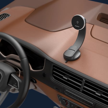 MOMAX = موماكس - حامل شحن لاسلكي مغناطيسي بقوة 15 واط للسيارة - أسود = 4894222072008