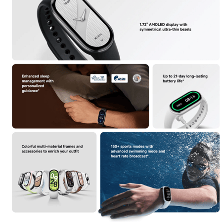 Xiaomi شاومي - سوار ذكي smart band 10 تصميم العصري والتقنية المتطورة -أسود =6932554419707