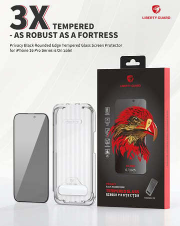 Liberty Guard ليبرتي جارد واقي شاشة Liberty Guard لهاتف iPhone 16 Pro مع غطاء كامل للخصوصية=6955034100605