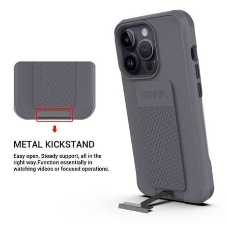 VDMA كفر حماية من البراندات الشهيرة مارفن صنع خصيصاً يدعم اصدارات ايفون 13 - 14 - 15 قوي ومتين ومقاوم للصدمات مع مسكة مغناطيس وستاند لون رصاصي = 765464693501 - 765464693587 - 602772643333 - 765464693662 - 765464693624 - 765464693549