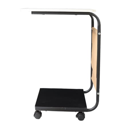 طاولة متحركة للتقديم والخدمة دورين مع جيب تخزين جانبي لون ابيض