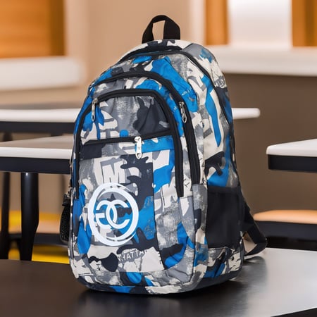 شنطة ظهر مدرسية مع سحاب وجيب أمامي