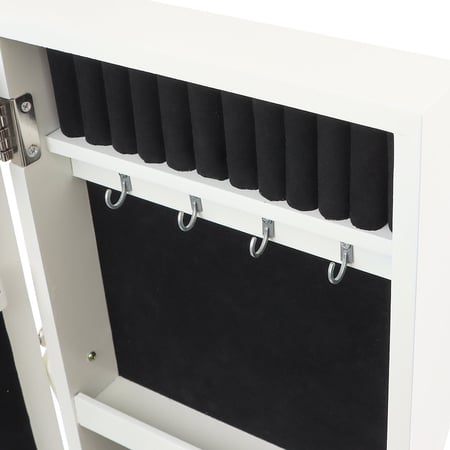 دولاب تنظيم الإكسسوار مع مرآة وإضاءة LED مزخرف بشكل جميل باللون الأبيض