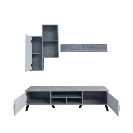 طاولة تلفزيون خشب 180 سم - رمادي وأبيض