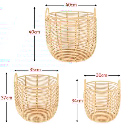 سلال تخزين من الخيزران طقم 3 قطع