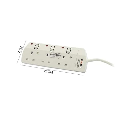 توصيلة كهرباء كولين, 3 متر, 3 منافذ أبيض