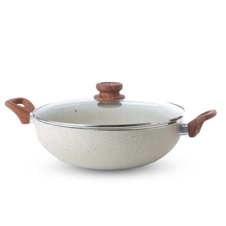 مقلاة جرانيت بغطاء زجاج