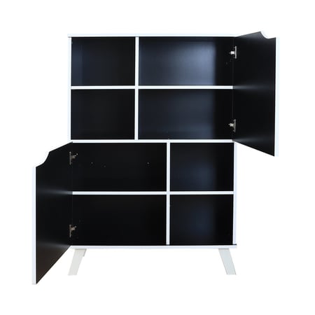 وحدة تخزين ادراج 4 دور خشب ماليزي بابين لون ابيض واسود